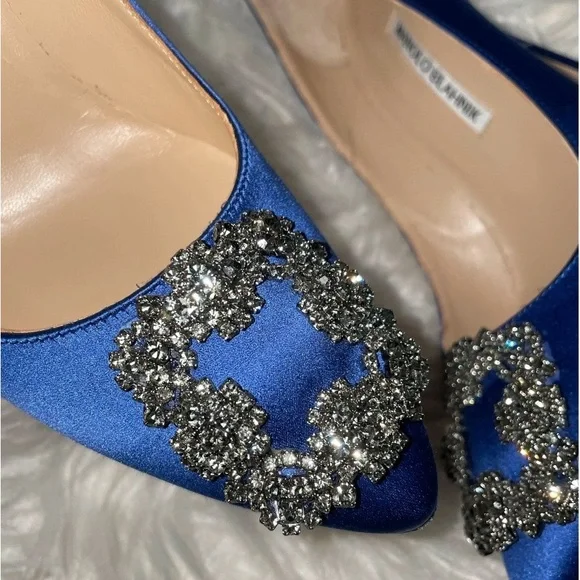 Manolo Blahnik Royal Blue Embellished Heels - Picture 4 of 8